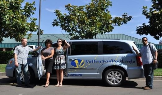 Commuters standing beside a Valley VanPool van in the original website photograph